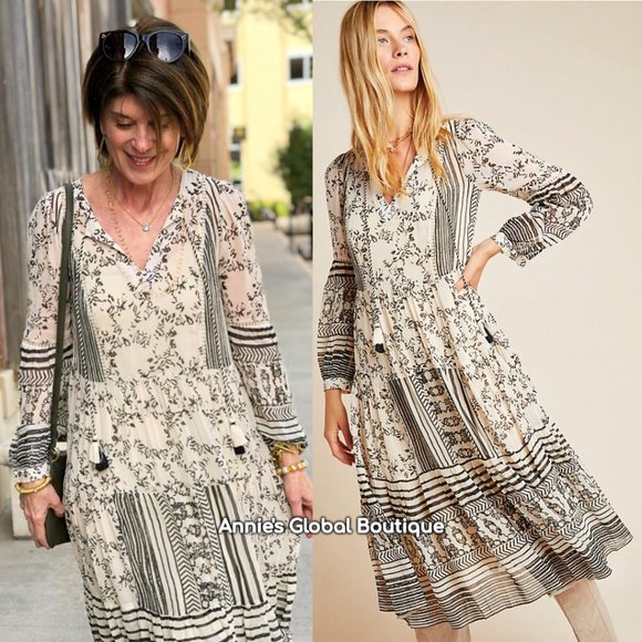 NWT ANTHROPOLOGIE Talulah Tiered Midi Dress. Size M - Picture 14 of 15